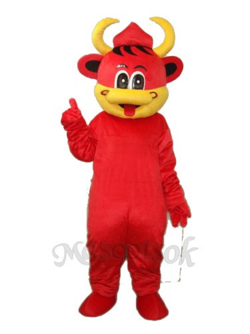Yellow Mouth Red Cow Mascot Adult Costume Animal