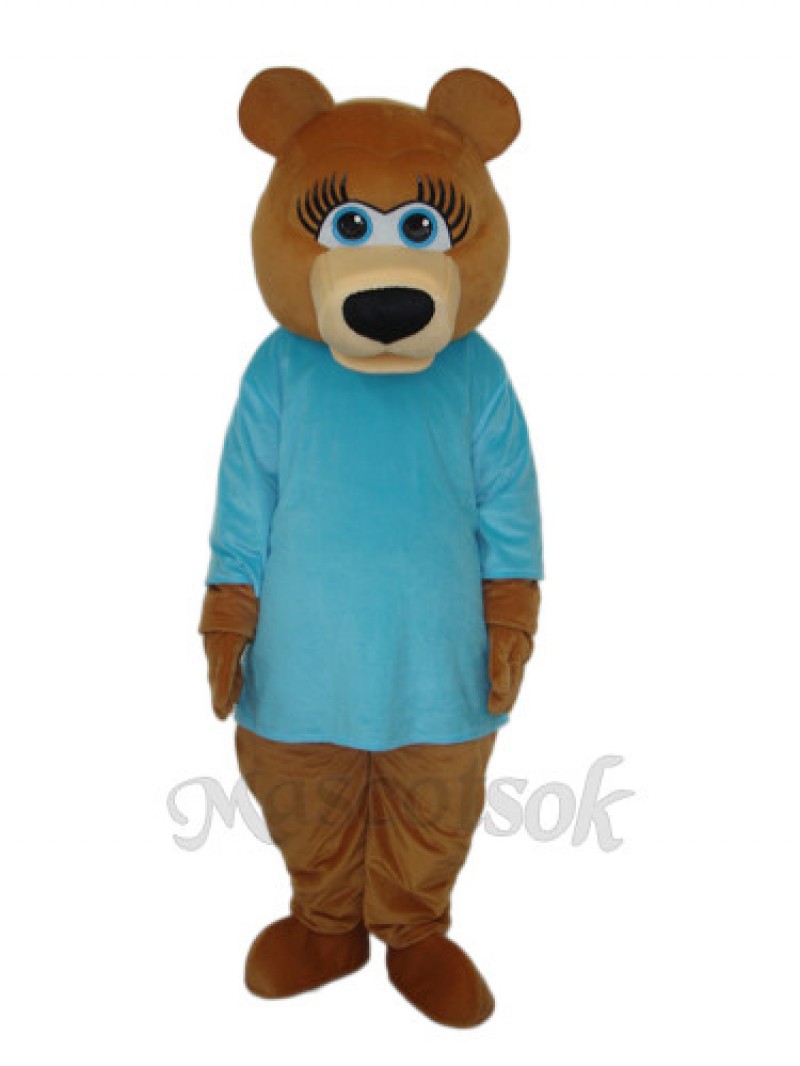 Ms.Bear in Blue T-shirt Mascot Adult Costume