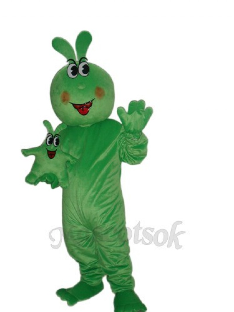Happy Green Worm Mascot Adult Costume