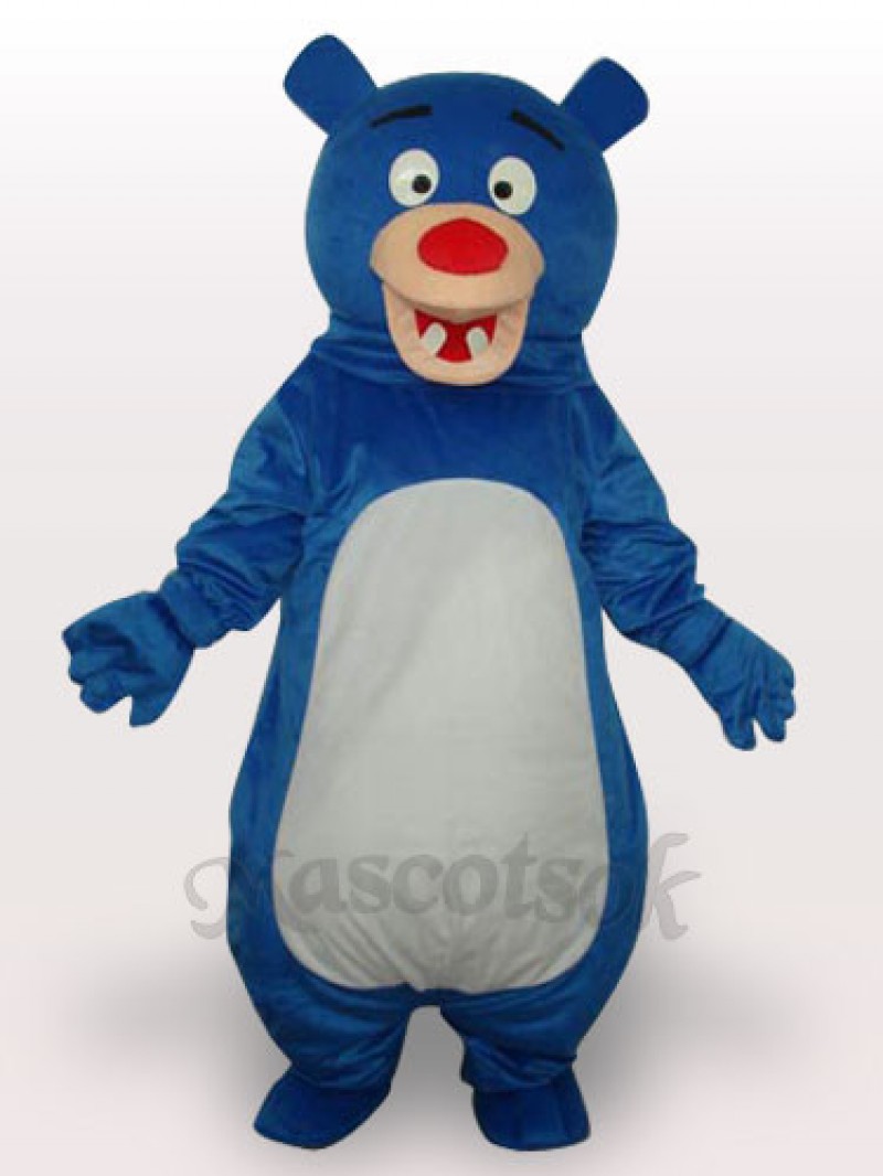 Blue Bear Short Plush Adult Mascot Costume
