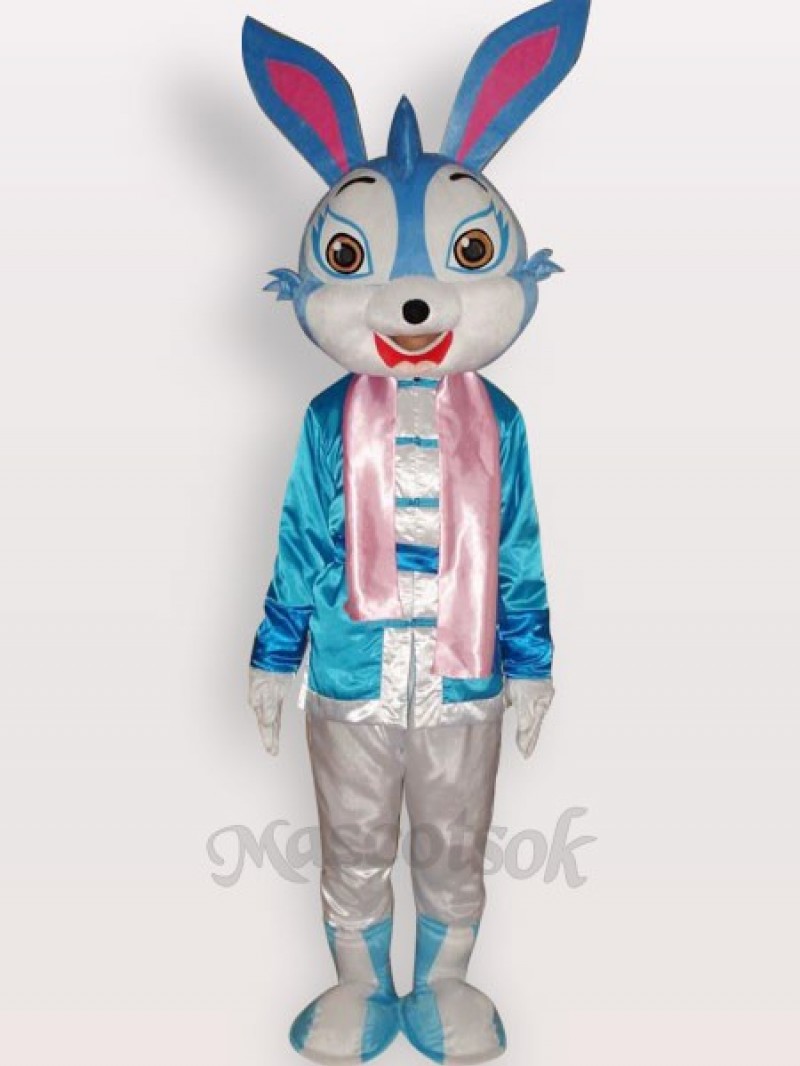 Easter Blue Rabbit Short Plush Adult Mascot Costume