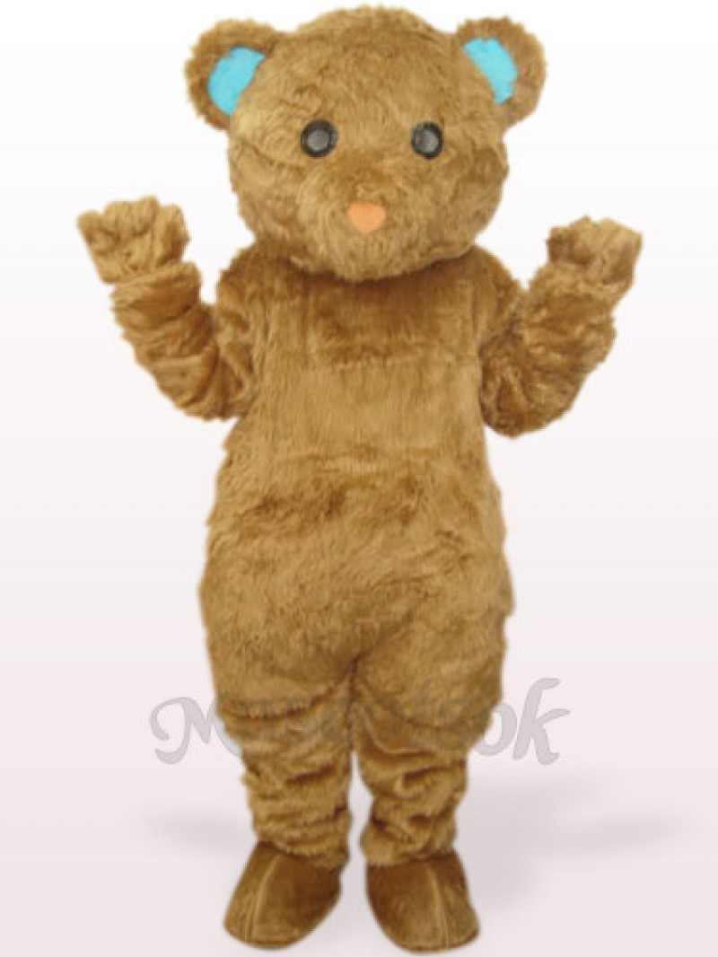 Brown Long Hair Bear Plush Adult Mascot Costume