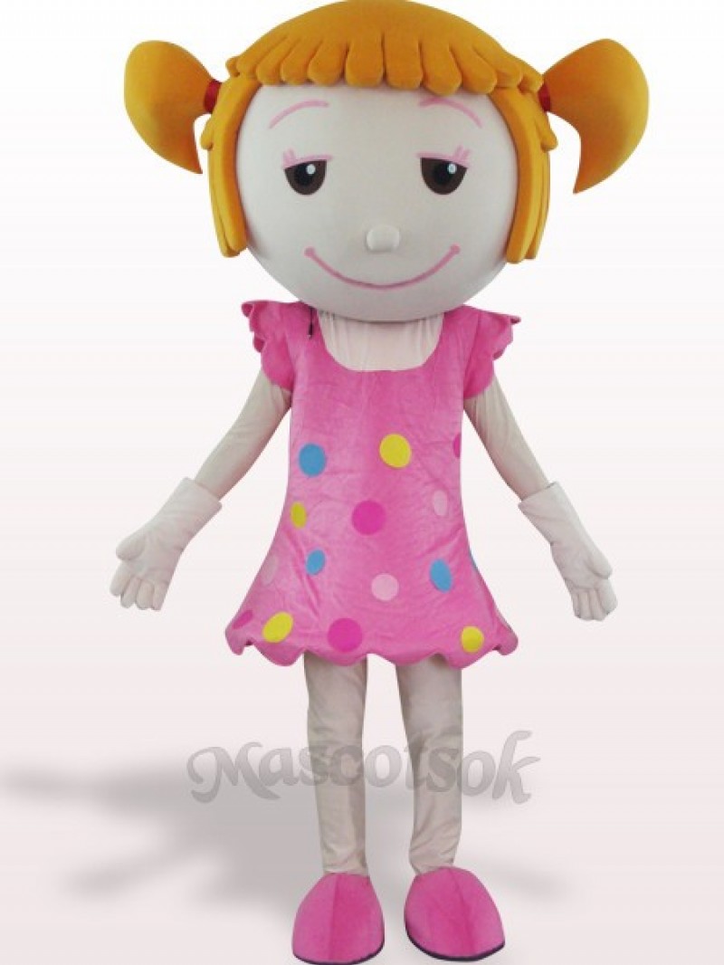 Solid Hair Girl Plush Adult Mascot Costume