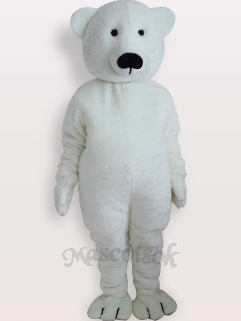 White Bear Short Plush Adult Mascot Costume
