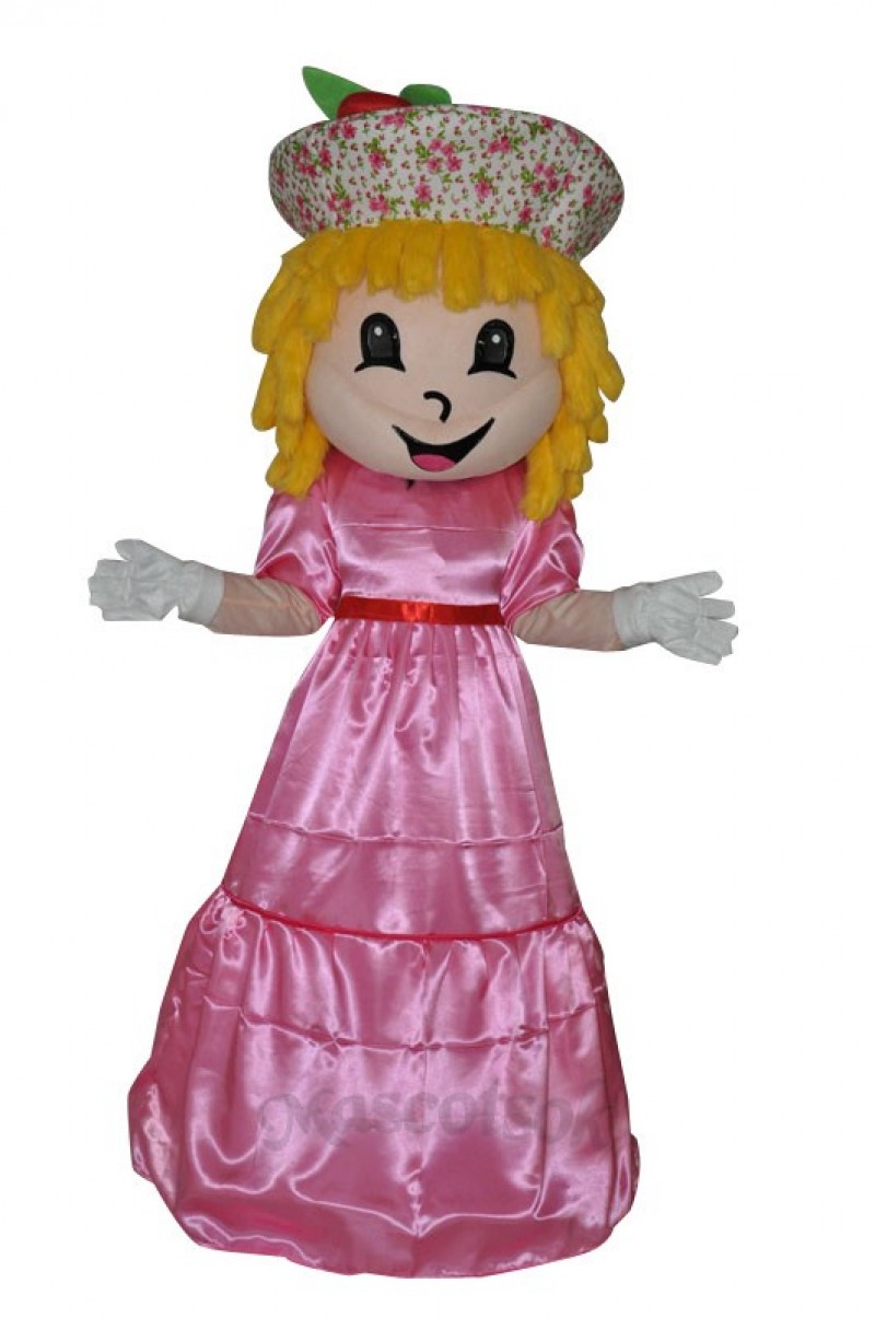 Farm strawberry girl adult mascot costume