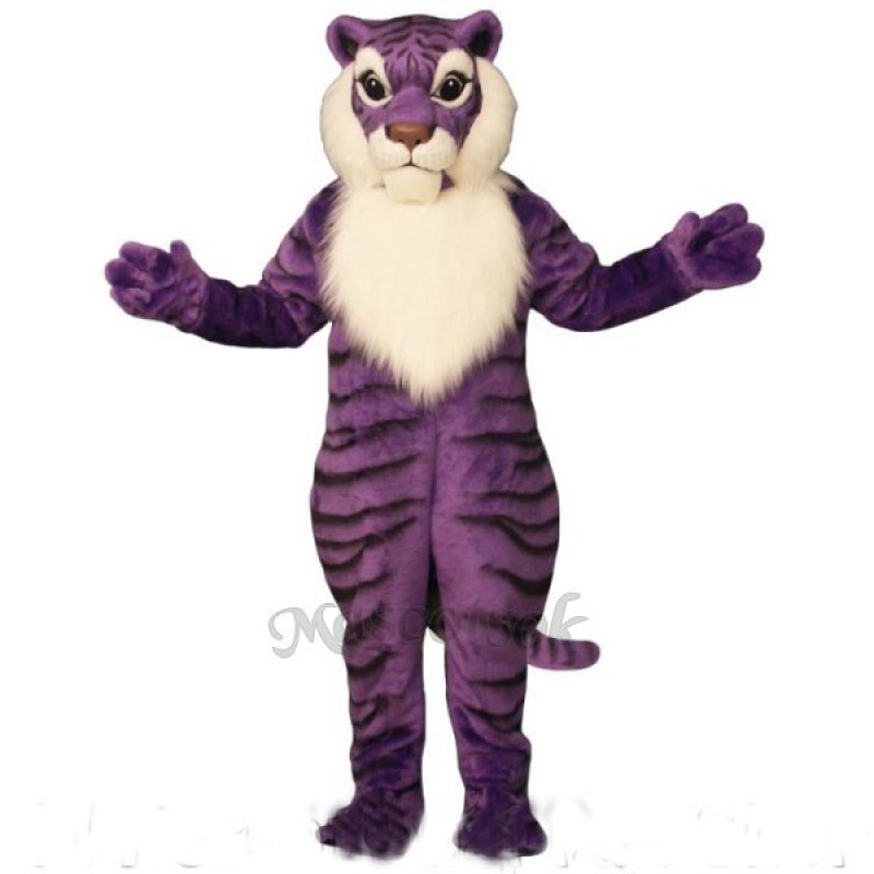 Cute Purple Tiger Mascot Costume