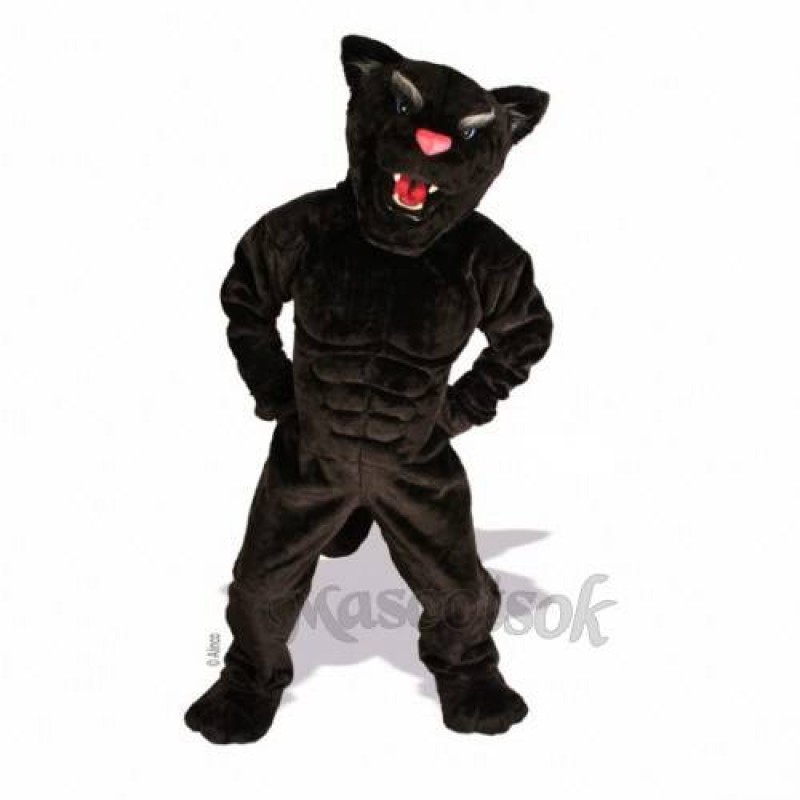 Cute Muscle Panther Mascot Costume