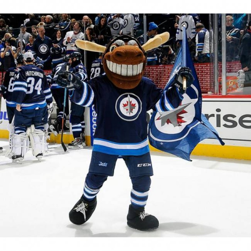 Mick E Moose Of The Winnipeg Jets Manitoba Moose Mascot Costume
