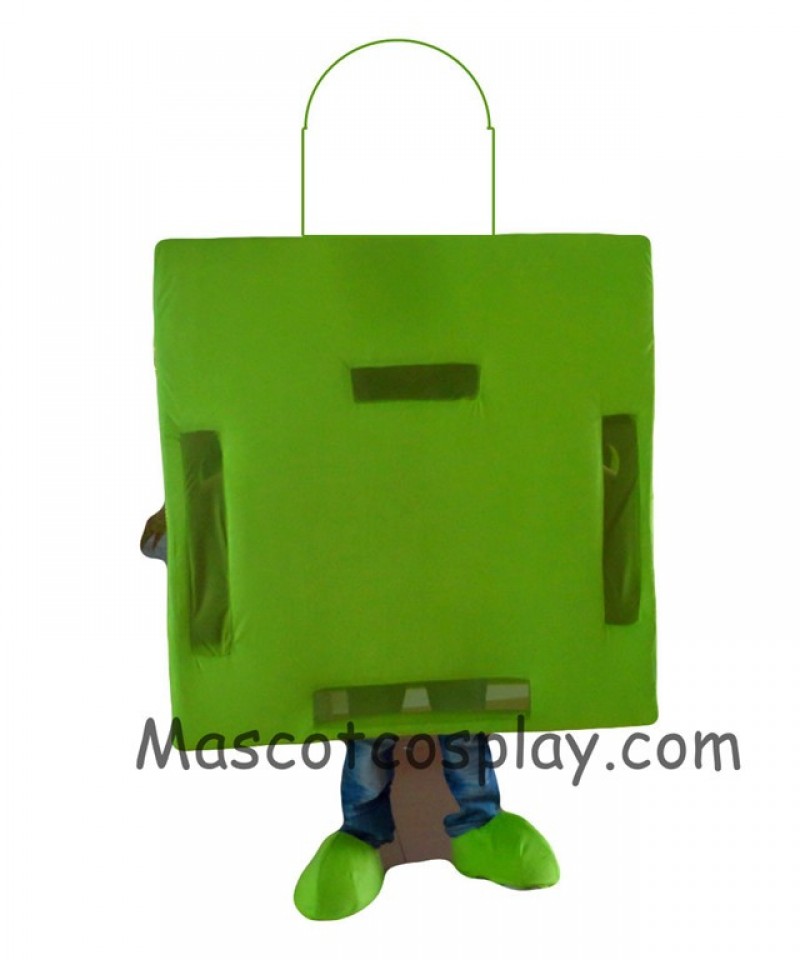 High Quality Realistic New All Green Shopping Bag Mascot Costume for Adults Holiday Special Clothing