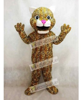 Leaping Leopard Mascot Costume with a Pink Nose