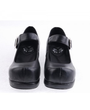Black 2.9" Heel High Sexy Polyurethane Point Toe Ankle Straps Platform Girls Lolita Shoes