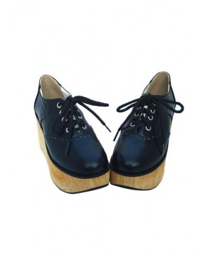 Black 3.1" Heel High Gorgeous Patent Leather Point Toe Ankle Straps Platform Girls Lolita Shoes