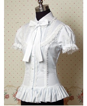 BTOCHK White Puff Short Sleeves Lolita Shirt