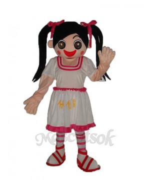 White Dress Little Girl Mascot Adult Costume