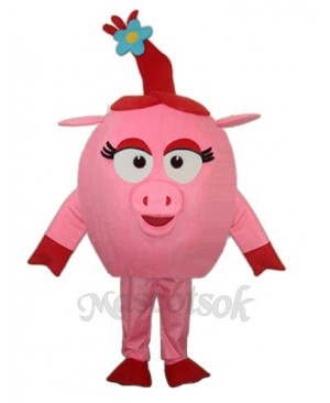 Red Round Pig Mascot Adult Costume