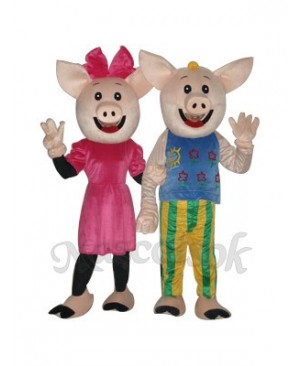 Cocoa Couple Pig Mascot Adult Costume