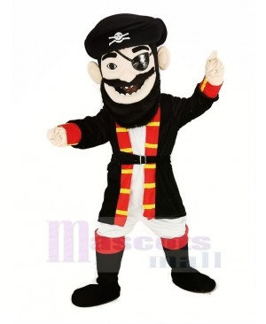 Beard Pirate in Red Coat Mascot Costume People