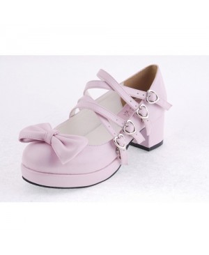 Pink 1.8" Heel High Cute Point Toe Bow Decoration Platform Girls Lolita Shoes