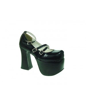 Black 4.9" Heel High Stylish Synthetic Leather Round Toe Scalloped Platform Girls Lolita Shoes