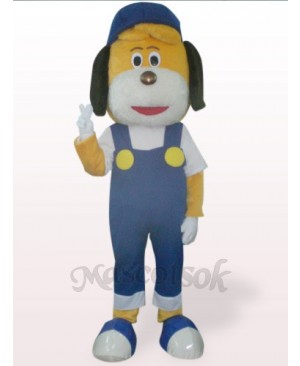 Blue Dog in Hat Plush Mascot Costume