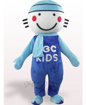 Blue Round Head Doll Plush Adult Mascot Costume