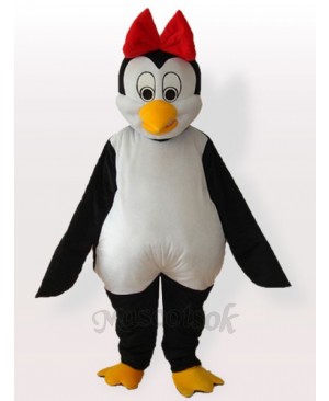 Cutie Penguin with Red Bowknot on the Head Adult Mascot Costume