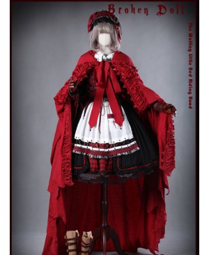 A Little Red Hat That Turns Into A Wolf Red-black Lolita Full Set