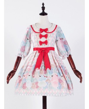 The Girl's Breasts Half Sleeve Little High Waist Cherry Mint Lolita Dress