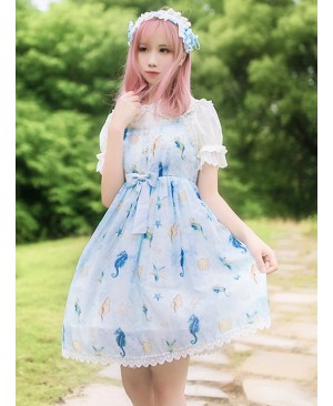Starfish Song Light Blue Sweet Lolita Sling Dress
