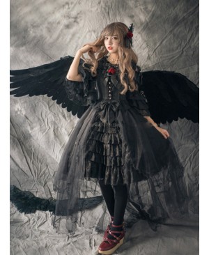 Chiffon Bowknot Lace Sweet Lolita Sling Dress With Removable Overskirt