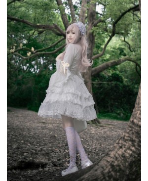 Lilith Series Pure Color Gothic Lolita Long Sleeve Dress
