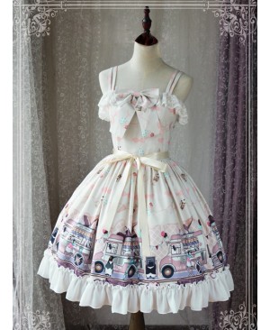 Magic Tea Party Ice Cream Party Series Printing Sweet Lolita Sling Dress