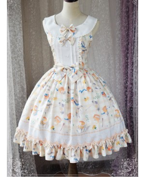 Magic Tea Party Kitty And Orange Sauce Series Classic Lolita Sleeveless Dress Version 1
