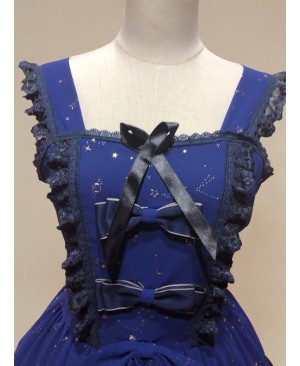 Bronzing Chiffon Navy Blue Ruffles Classic Lolita Dress