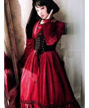 Little Red Riding Hood Series Retro Fairy Style OP Gothic Lolita Long Sleeve Dress