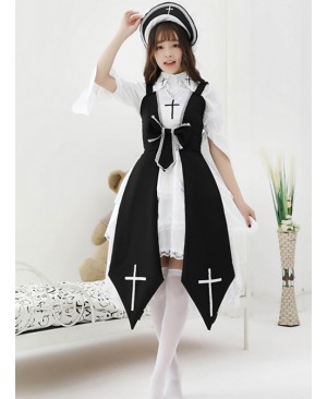 Cross Witch Gothic Lolita Black Or Red Dress And Shirt And Hat Set