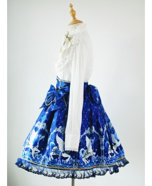 Lolita classic Pegasus deep blue Phnom Penh bowknot decorative skirt