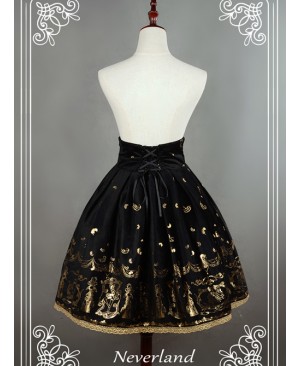 Black Swan Lake Gold Stamping high waist half skirt