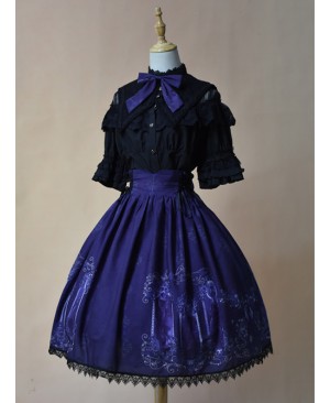 Nightmare Curse Double Binding Bands Blue Lolita Skirt