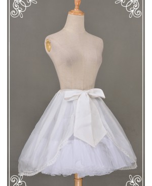 All-match White Chiffon Bowknot Lolita Transparent Skirt