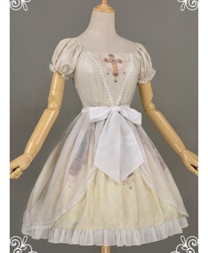 All-match White Chiffon Bowknot Lolita Transparent Skirt