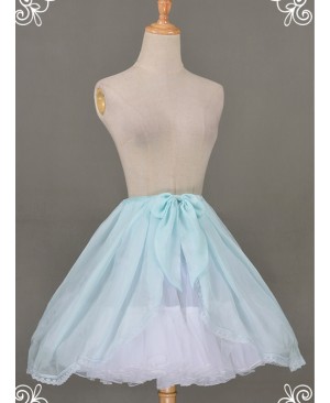 All-match Baby Blue Chiffon Bowknot Lolita Transparent Skirt