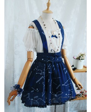 Beautiful Constellation Series Navy Blue Chiffon Classic Lolita Sling Skirt
