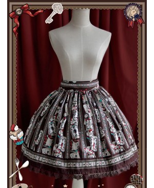 Rabbit Poker Series Brown Lace Classic Lolita Skirt