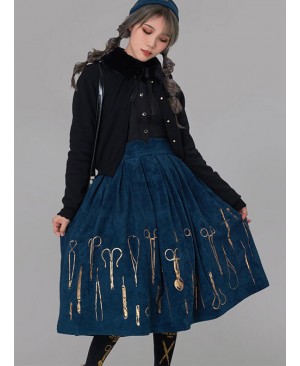 Bronze Surgical Equipment Vintage Navy Blue Classic Lolita Skirt