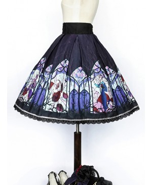 Beauty the Rose Series Printing Purple Gothic Lolita Skirt
