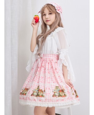 Bowknot Lace Strawberry Jam Sweet Lolita Skirt