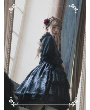 Tristan And Isolde Series Exquisite Printing Black Gothic Lolita Skirt