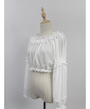 White Round Collar Agaric Laces Bottoming Shirt Lolita Blouse