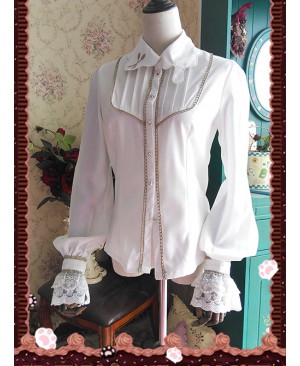 Chocolate Sauce Series Embroidery White Long Sleeve Classic Lolita Shirt